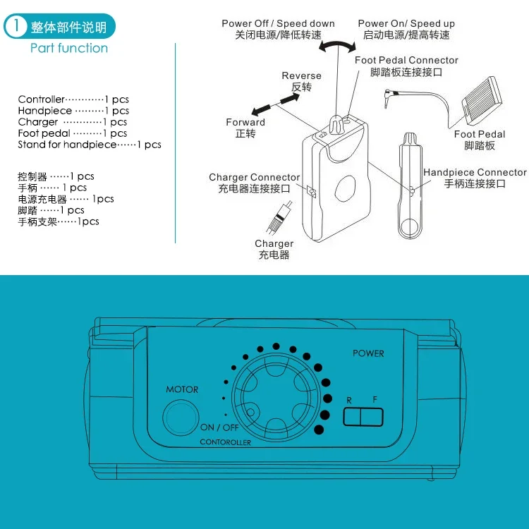 50000RPM Rechargeable CV MM-II Den tal micro motor Brushless Portable micromotor with battery small Nail Drill for lab