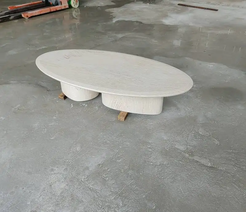 xx-New Design Oval Travertine Coffee Table Mesa De Centro Wabi Sabi Style Oval Pedestal Roman Travertino Coffee Table^