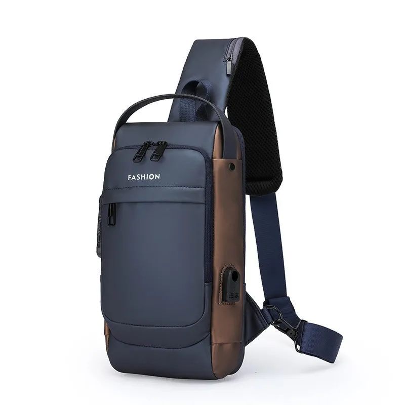 Sac de poitrine antivol pour hommes, sacs initiés, chargement USB, sac à bandoulière, sac à bandoulière Oxford pour messagers de court voyage scolaire GT