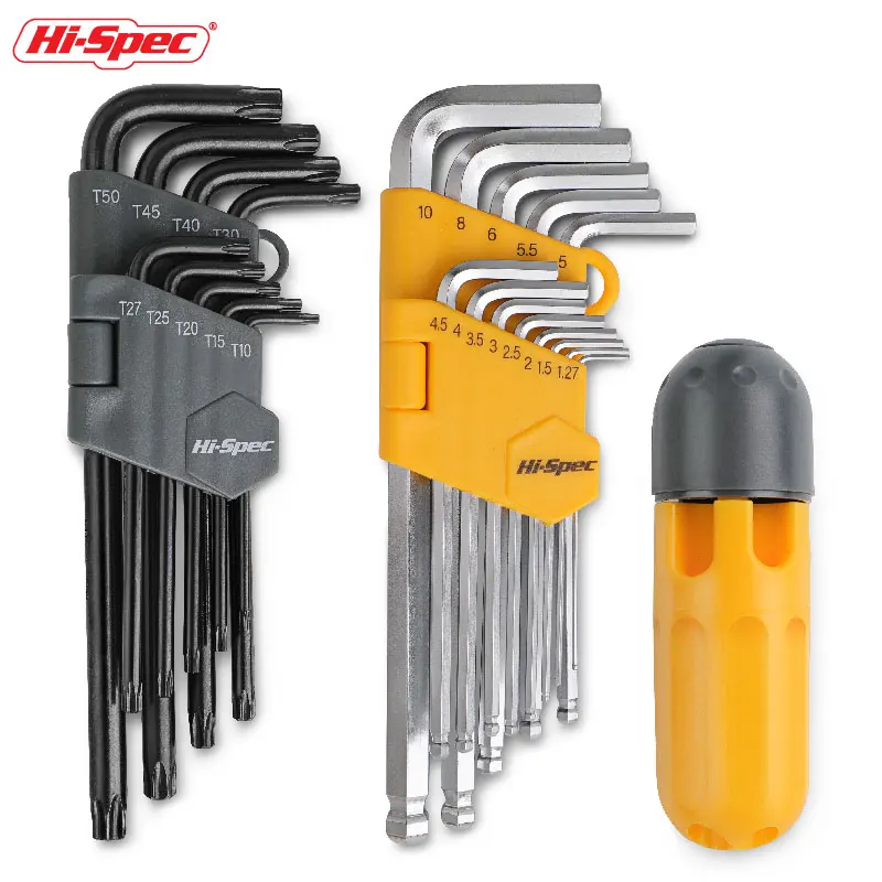 Hi-Spec Allen Key Set Hex Wrench 9Pcs Double-End Torx Star L Shape Universal Spanner Adjustable Spanner Screw Nuts Wrenches