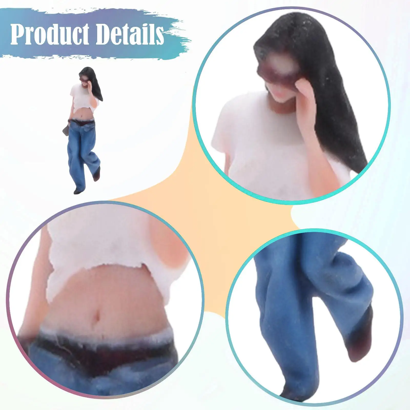 1/64 Diorama Figure Girl Walking and Adjusting Sunglasses Miniature Layout for Photo Props
