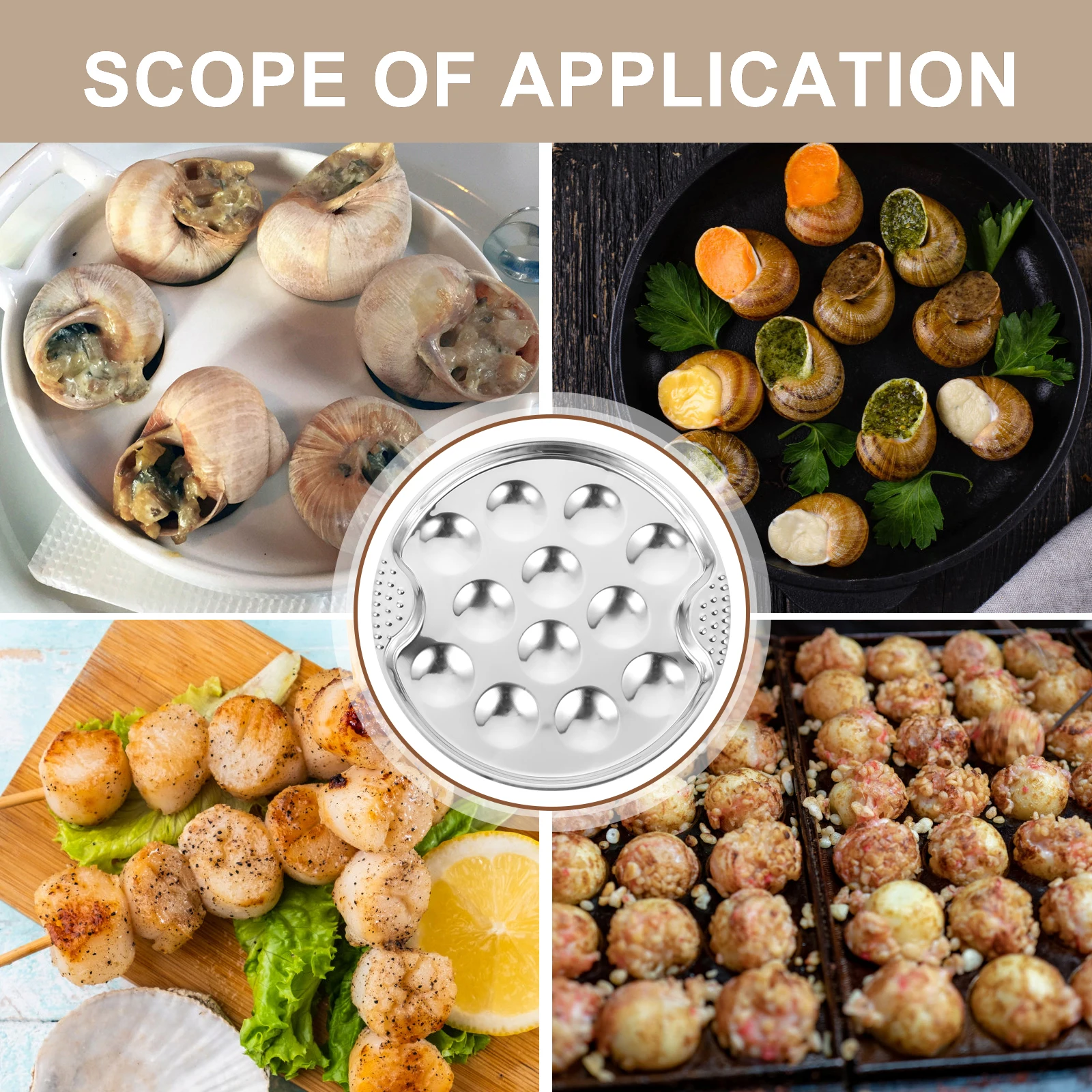 

Stainless Steel Snail Dish 12 Positions High Temperature Resistance Stackable Kitchen Utensil Escargot Baking Pan