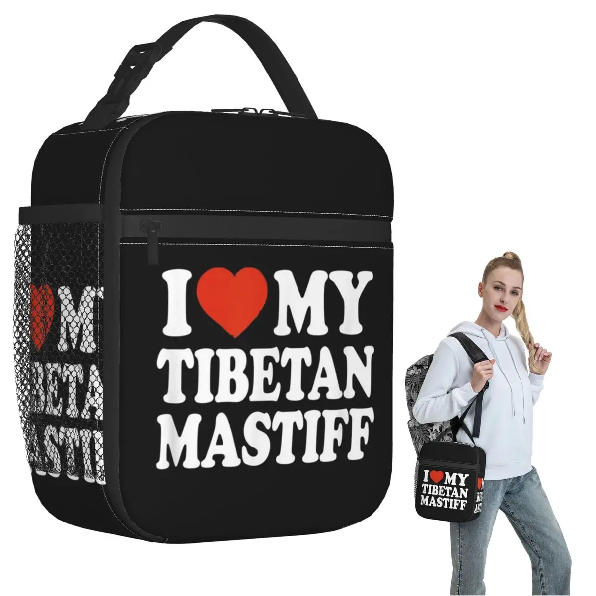 I Love My Tibetan Mastiff Tibetan Mastiff Dog Lover Insulated Lunch Bag for Women Children Food Boxes Thermal Lunch Box Tote