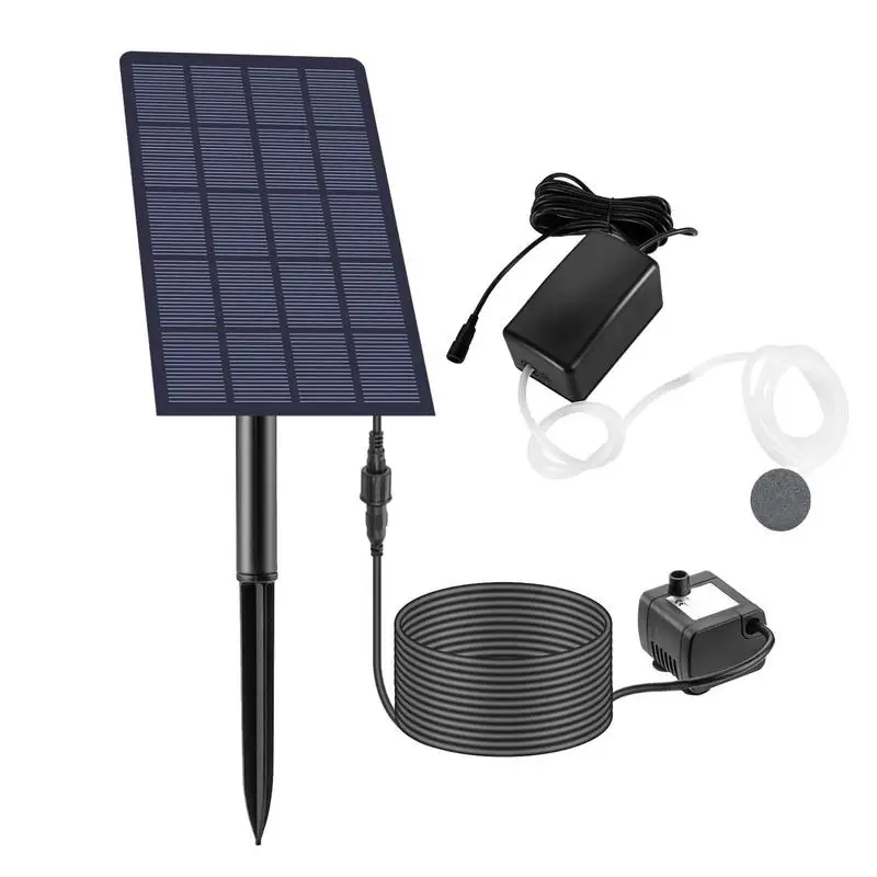 

Solar Oxygen Pump Oxygenator 2.5W Solar Oxygen Air Fountain Pump Battery With Air Hoses And Bubble Stones Fishing Aerator