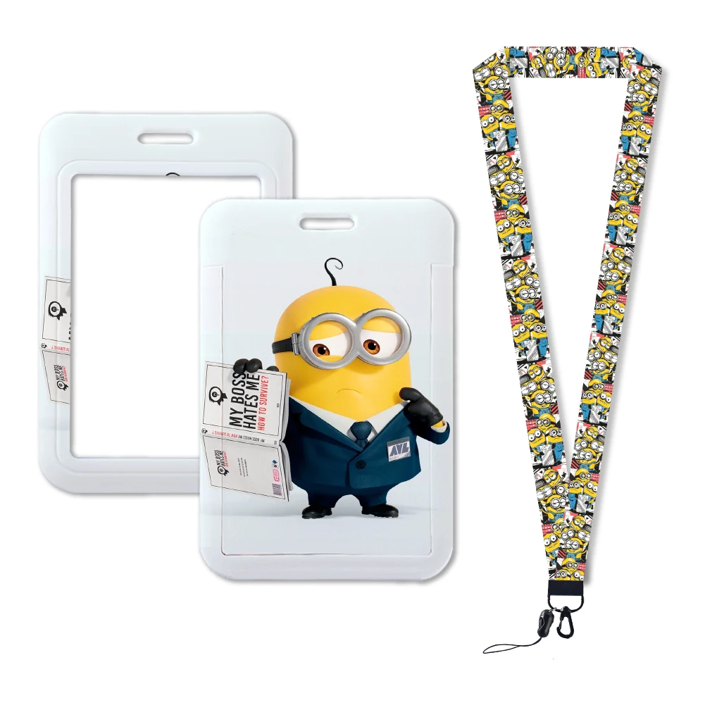 Produk baru Minions kartun lucu karakter Kawaii mahasiswa lucu kampus dapat ditarik Lanyard tempat kartu hadiah