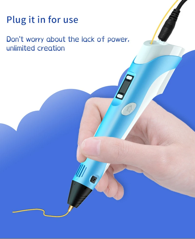 

Electronic 3D Printing Pen with 3M PLA Consumables High-Temperature 3D Graffiti Tool Intelligent Toy Christmas Birthday Gift