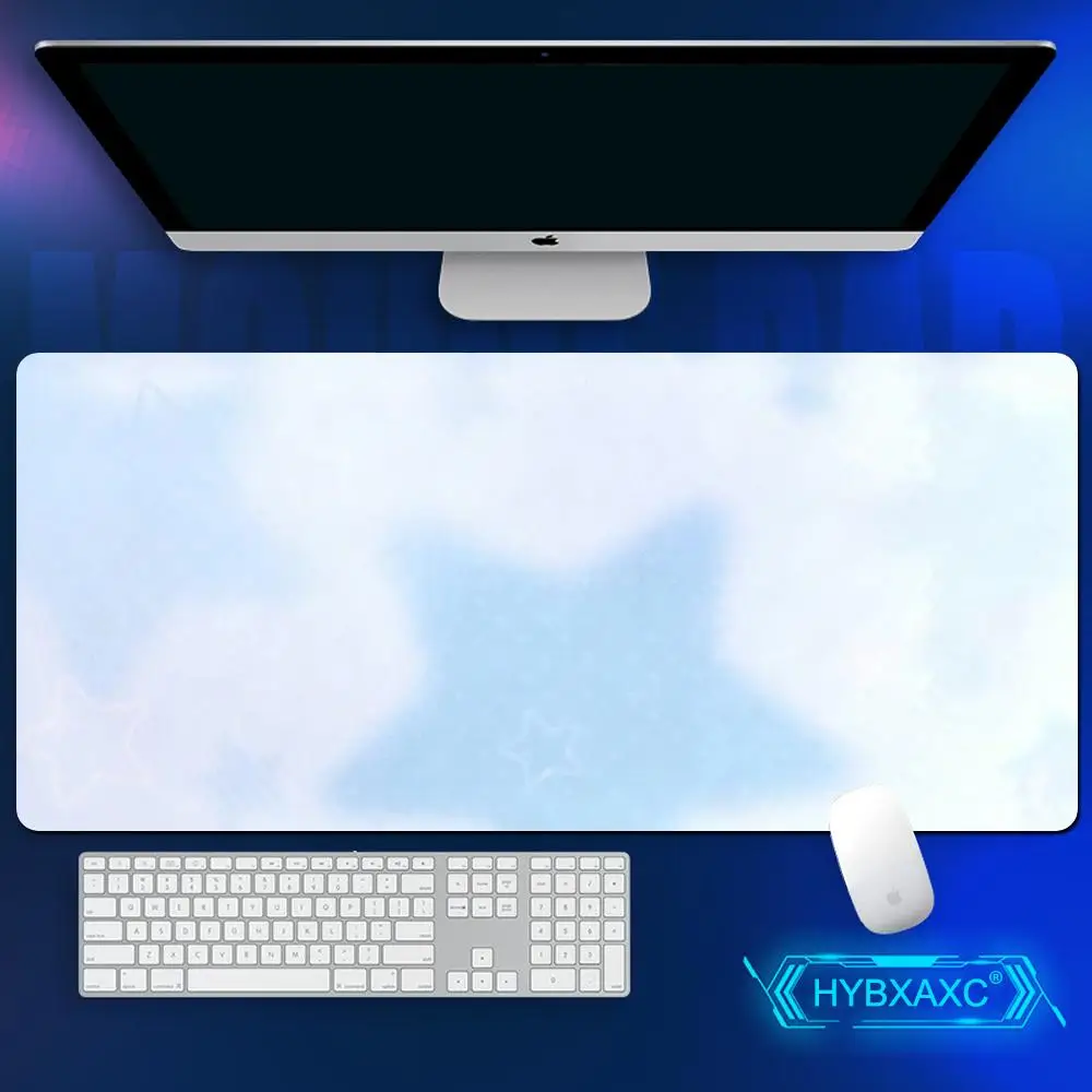 

Милый синий коврик для мыши с звездами, большой игровой коврик для компьютера и офиса, XXL, резиновый, противоскользящий, для клавиатуры и мыши, длинный настольный коврик