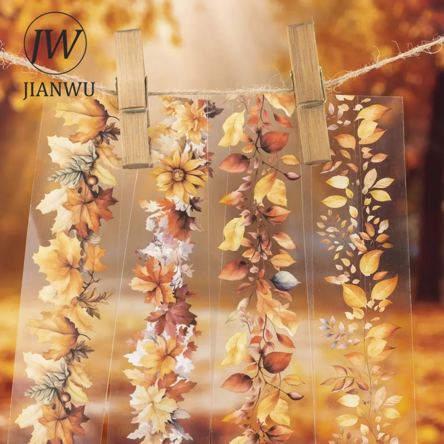 JIANWU 45mm*200cm Autumn Leaves At Dusk Series Vintage Landscaping Material Collage PET Tape Creative DIY Journal Stationery