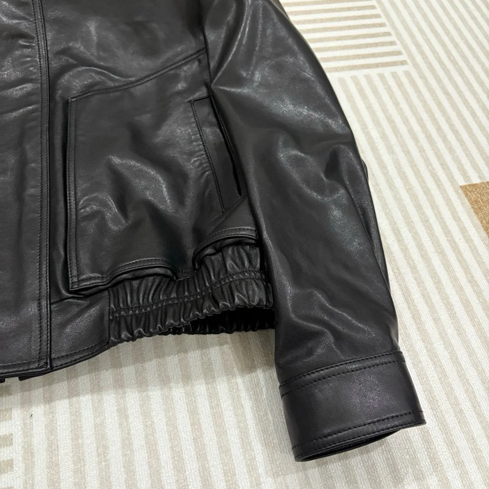 سترات من الجلد الطبيعي 2026 Sping موضة التلبيب سترات نسائية قصيرة عادية براون المستوردة على مستوى جلد الغنم معاطف جلدية فضفاضة #6