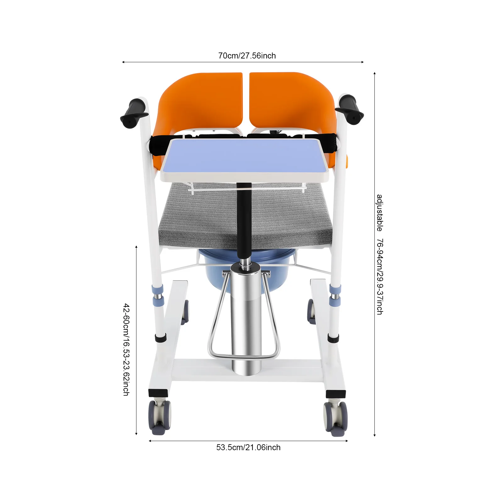 Hydraulische patiëntenlift-transferstoel, in hoogte verstelbare verpleegrolstoel met 180° °   Afneembare rugleuning voor ouderen, herstel