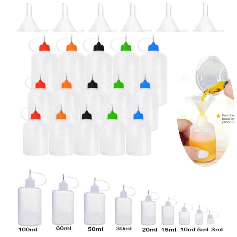 

3-100ML Needle Tip Glue Applicator Bottle With funnel kitfor Paper Quilling DIY Scrapbooking Paper Craft Tool