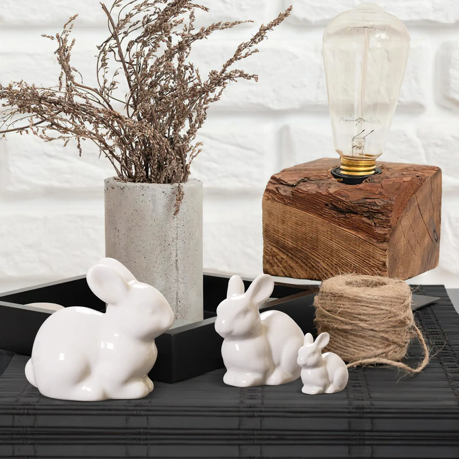 

3Pcs Mini Rabbit Ceramics Lanscape Decor Hand Painted Micro Landscape Ornament Garden Moss Succulent Decoration