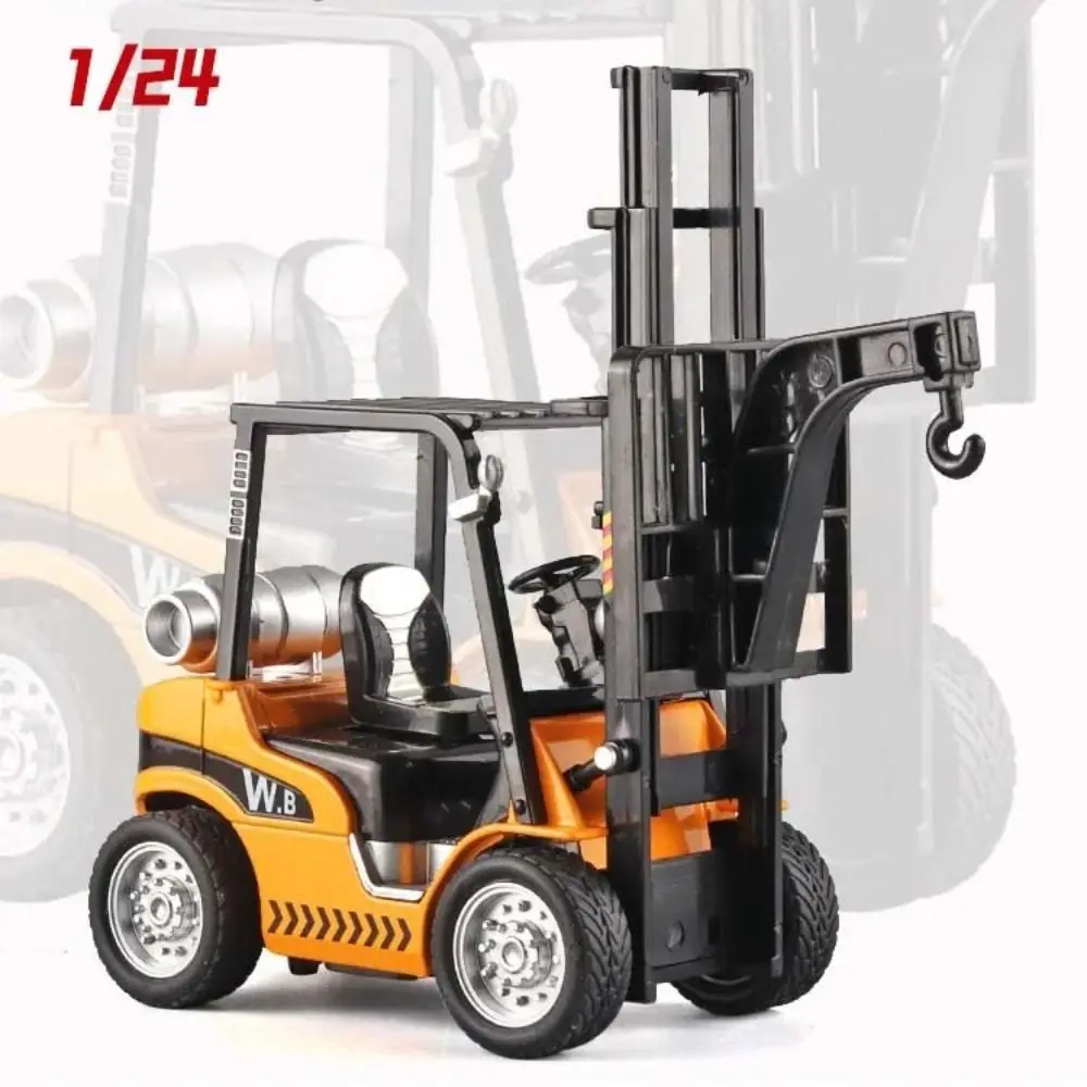 

1:24 Scale Forklift Model Car Diecast Metal Sound Light Simulation Crane Toy Pull Back Warehouse Lift Truck