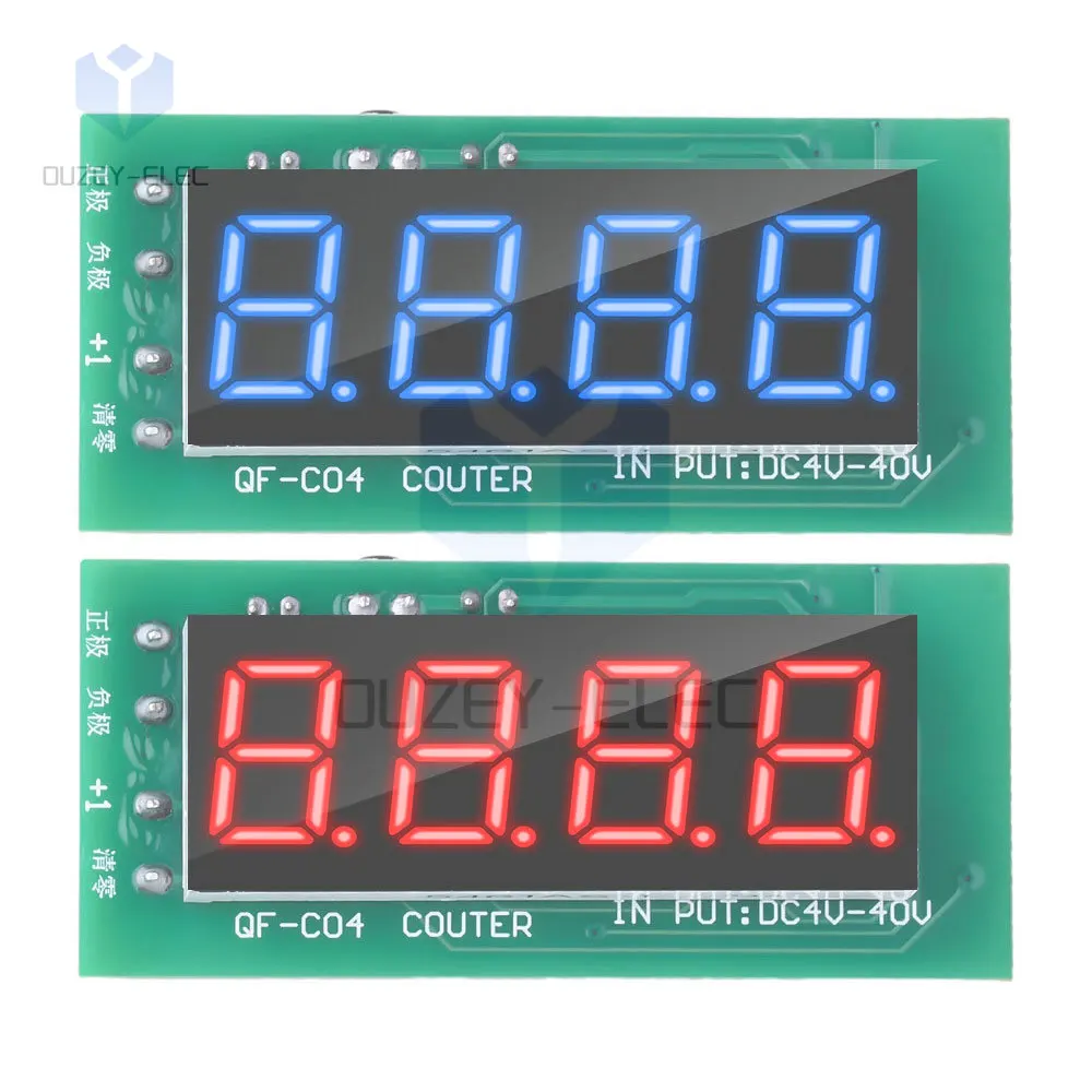 DC4-40V Counter Module Wide Voltage 4-Digit Digital Counter Module 0-9999 Accumulation with Memory Function Low Level