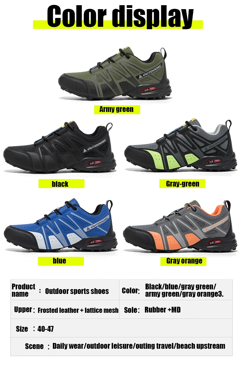 Atmungsaktive Mesh-Wanderschuhe für Herren, leicht, rutschfest, wasserdicht, verschleißfest, Outdoor-Trekking-Camping-Sneaker – Detail 4
