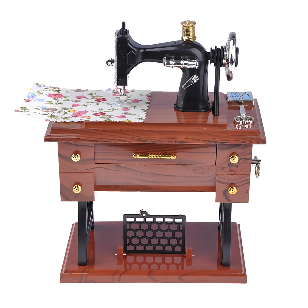 Music Box Sewing Machine Shape Decor Desktop Kids Mini Crea*tive