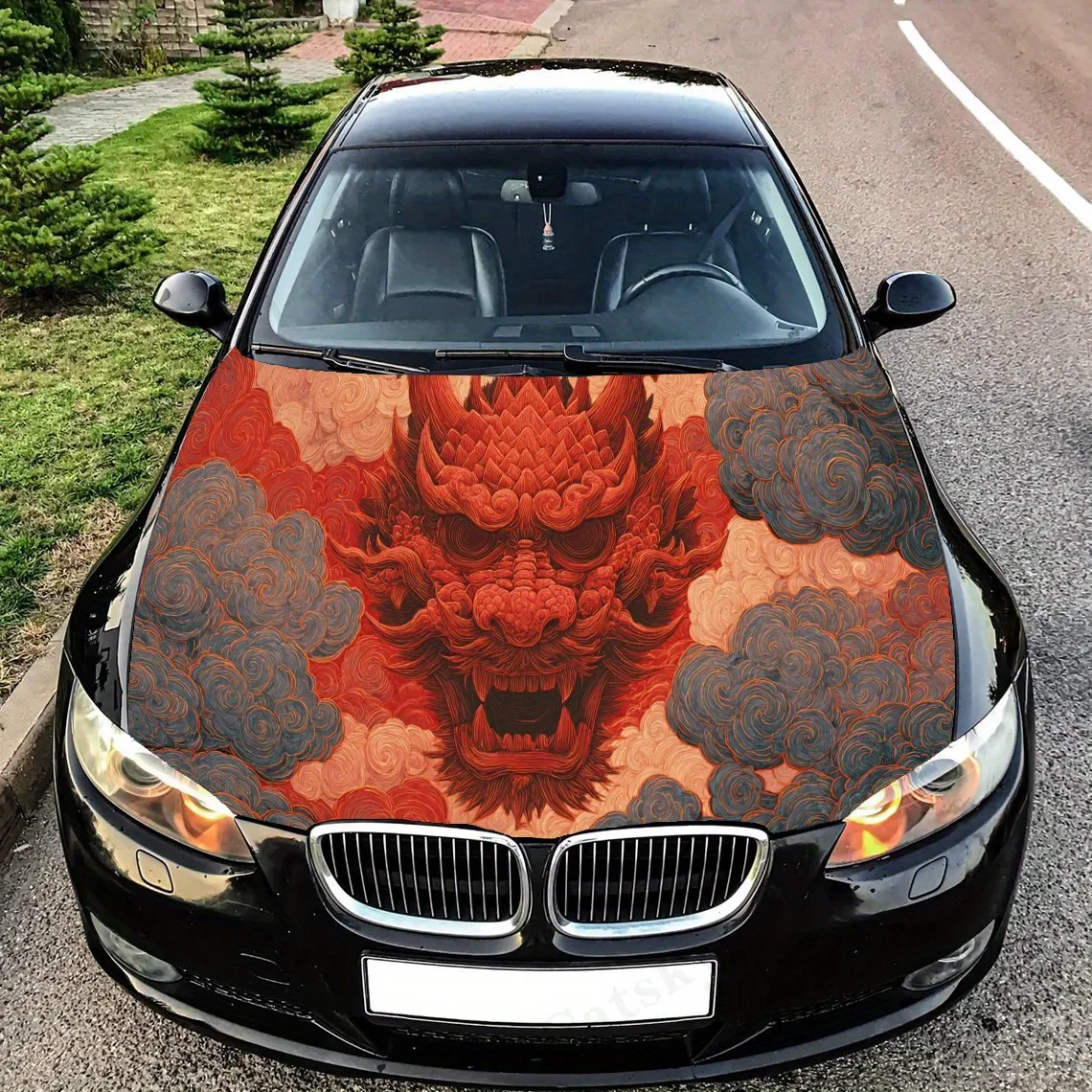 

Artistic cultural mythical red Kirin Decal stickers for car hoods, stickers for decorating car covers, and vinyl wraps suitable