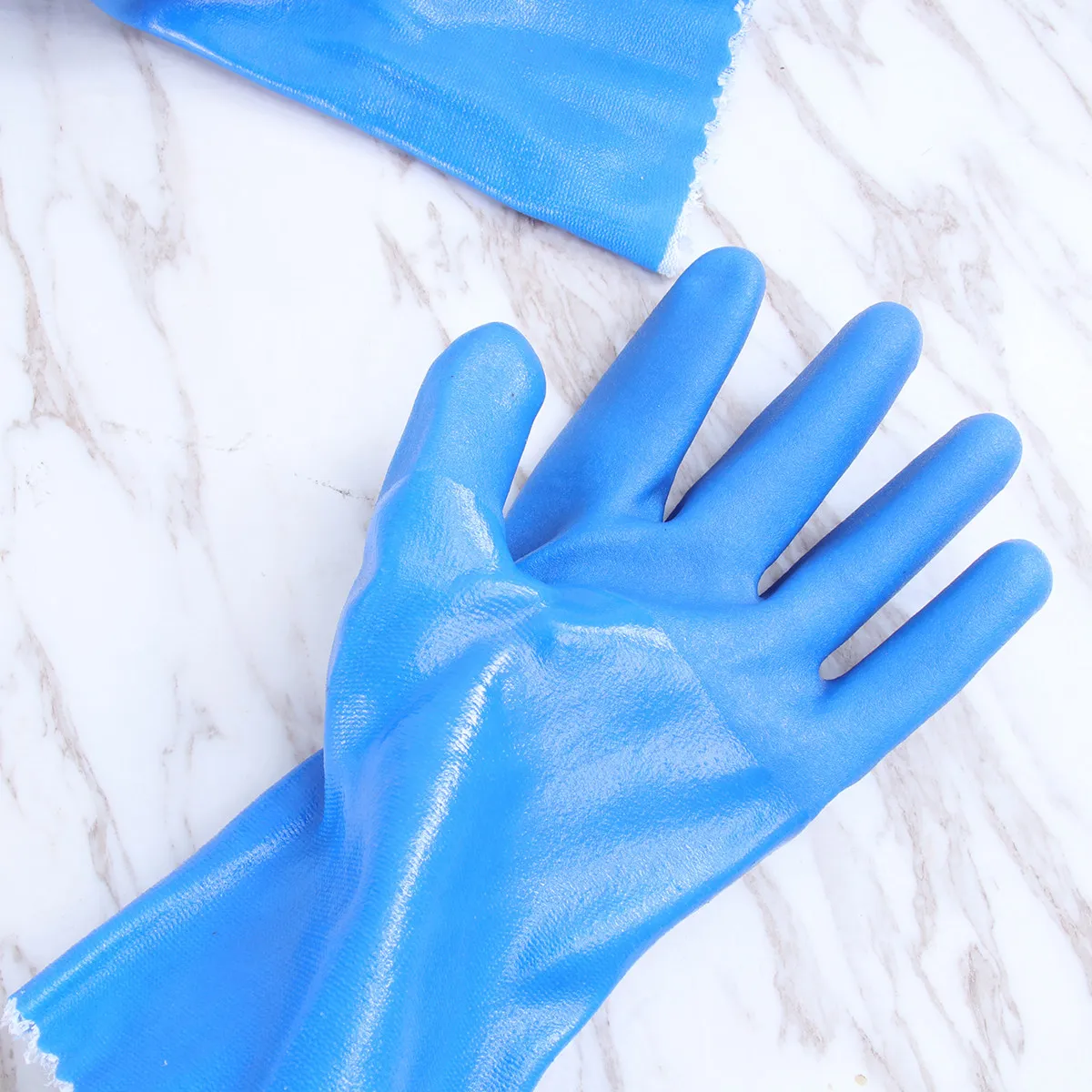 

2Pair Long Cuff Industrial Labour Gloves Anti-Slip Frosted Rubber Waterproof Acid Alkali Oil Resistant Wear Resistant for Indoor