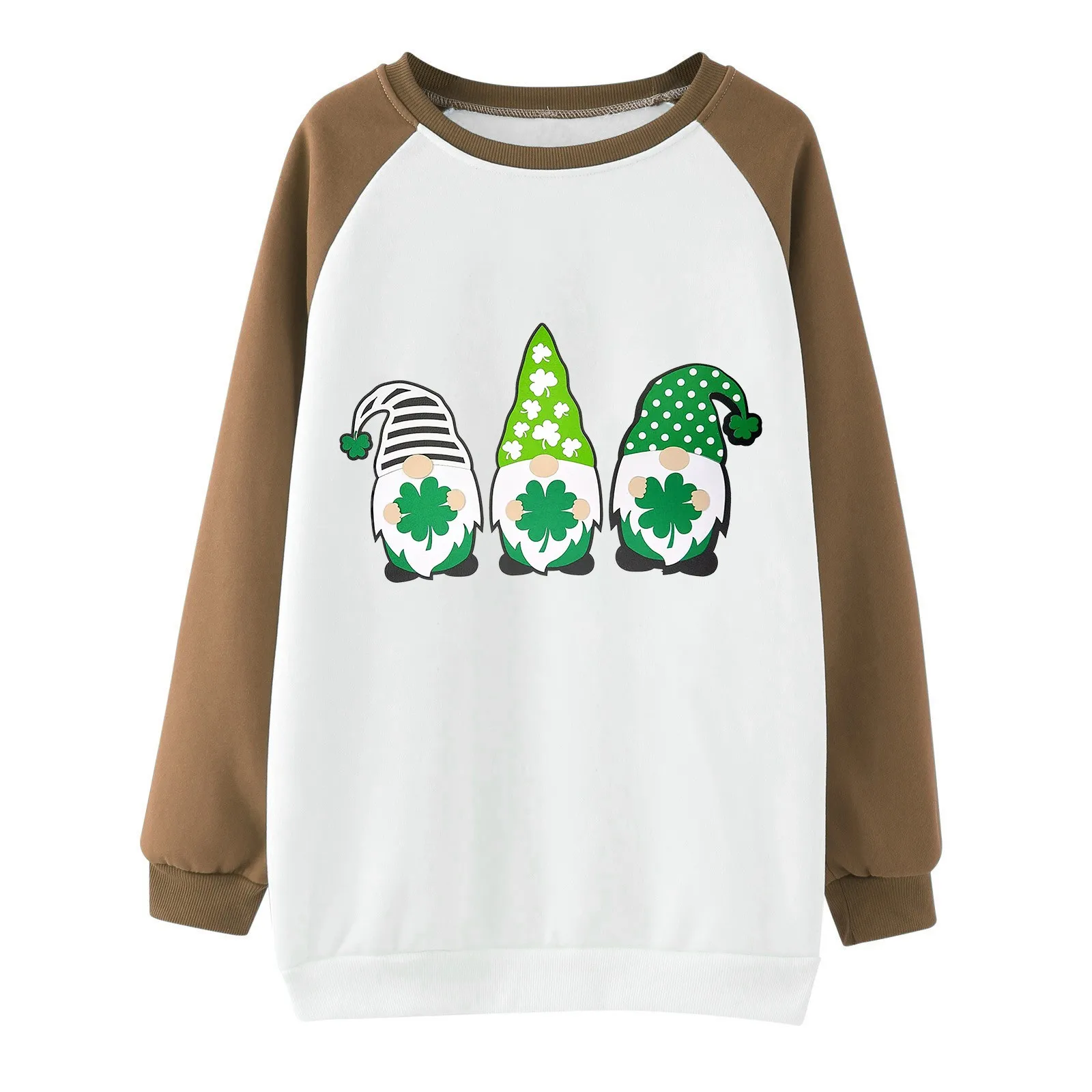 O Neck Long Sleeve Pullover Casual Wear Hoodless Sweatshirt Saint Patricks Pat St Paddys Day Basic Tops Shirts Hoodie Hood Less