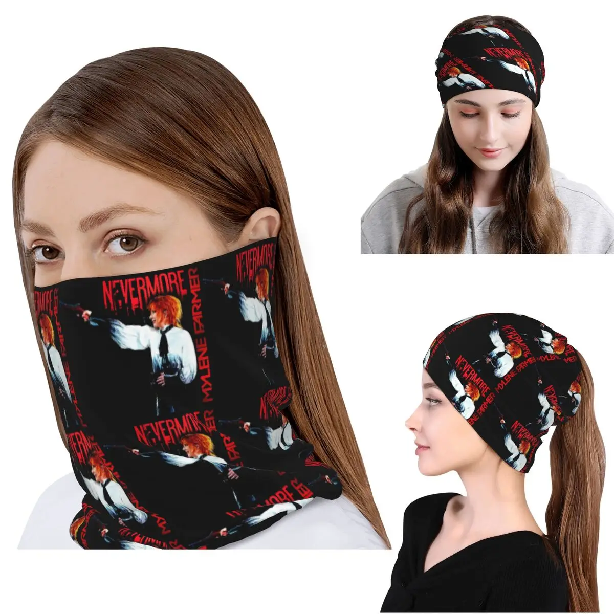 

Многофункциональный шарф-бандана Nevermore Tour Libertine Mylene Farmer: ветрозащитная балаклава-шапка для мужчин и женщин