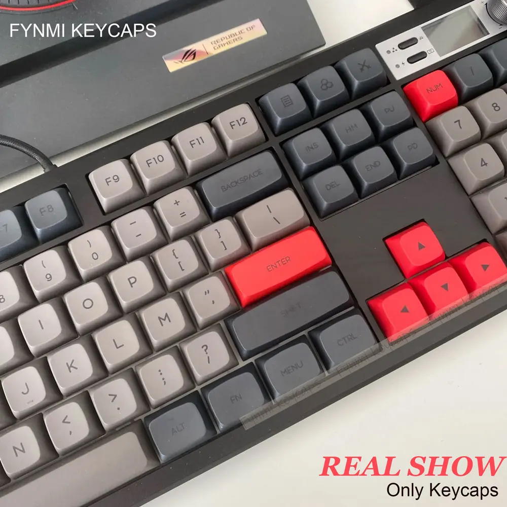 Fynmi DOLCH ISO ANSI XDA Black Grey Red PBT Dye Sublimation XDA Keycaps for Mechanical Keyboard
