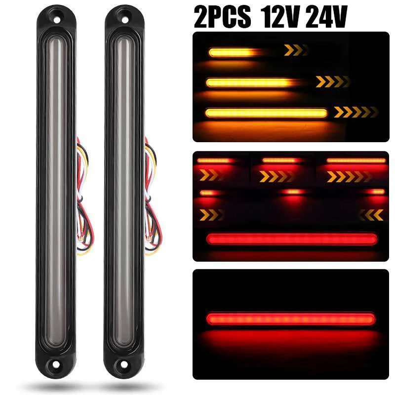 2Pcs/set Universal 10 Inch 36 LED Brake Tail Turn Lights Brake Light Turn Signal Truck Lamp Flowing DRL Trailer Light