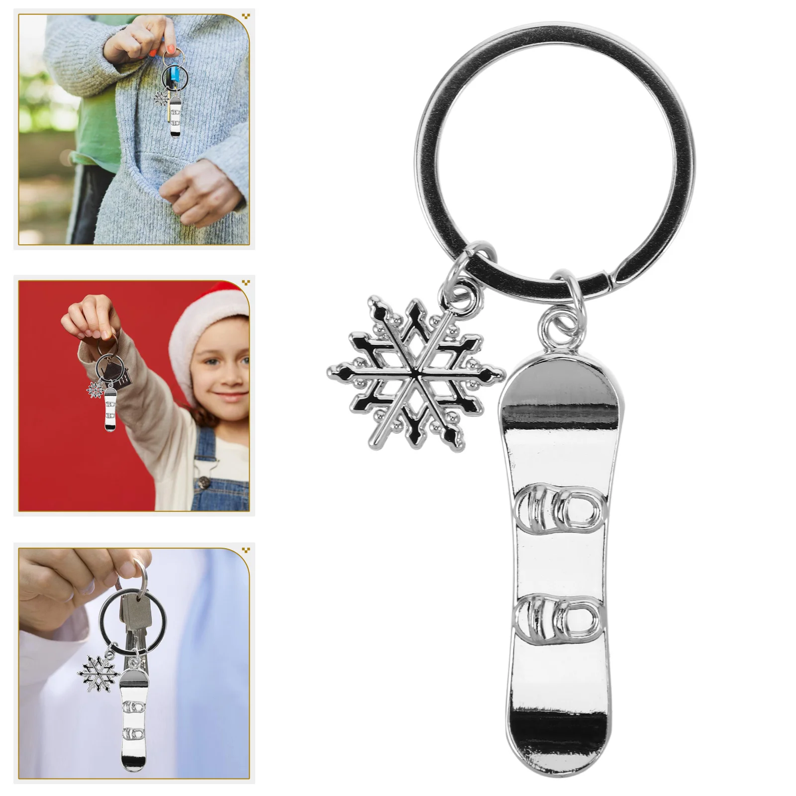

Snowboard Key Chain Metal Keychains Mini Skateboard Ornament Handbag Pendant Panda Rings Silver Charm