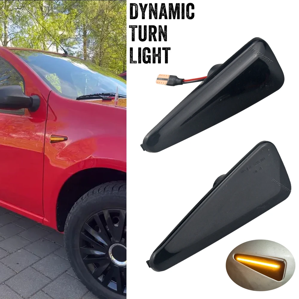 Amber Sequential Blink LED Fender Side Marker Turn Signal Lights For Renault Symbol MK2 Thalia Dacia Sandero MK1 2008–2012