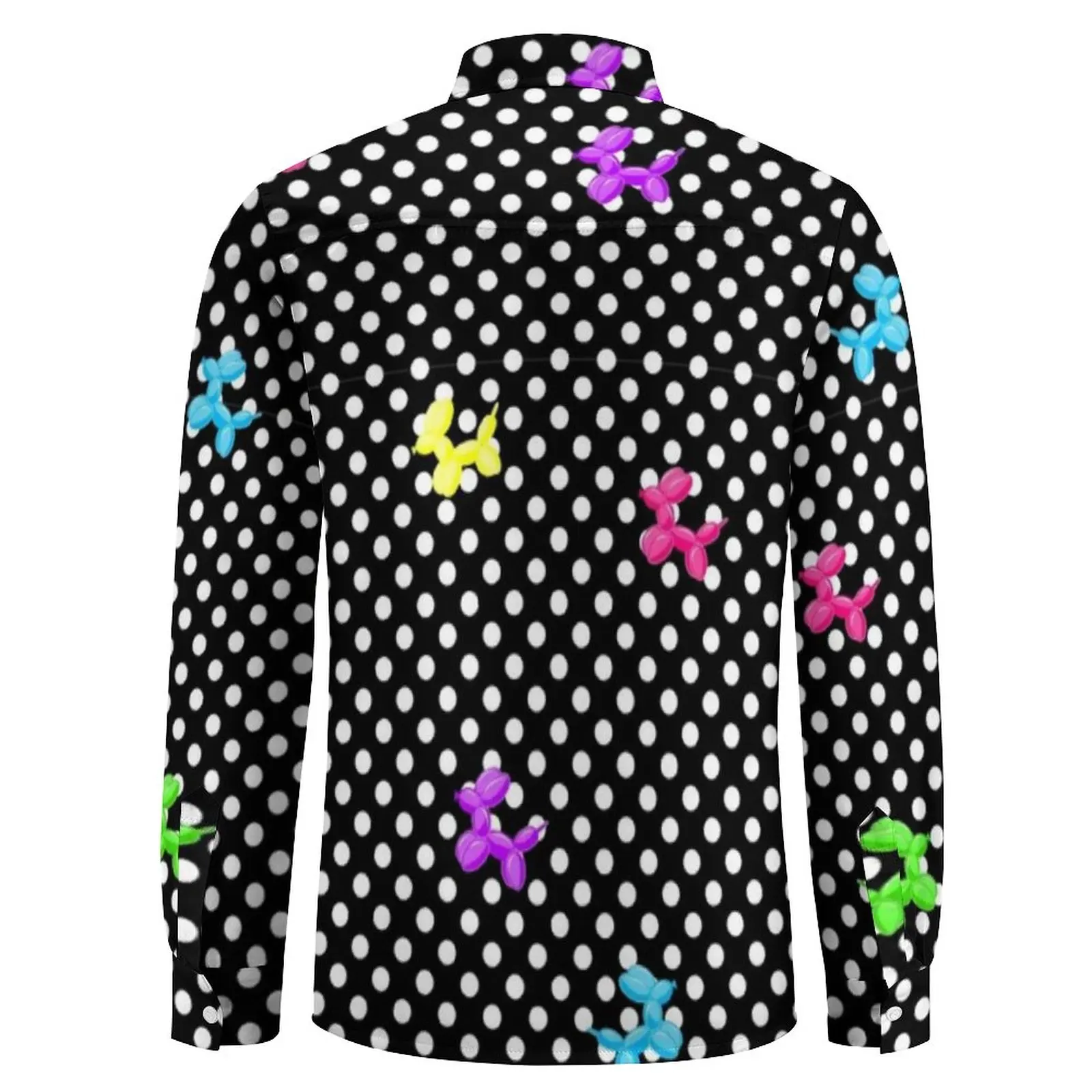 Dog Balloon Shirt Spring Polka Dot Print Casual Shirts Male Trending Blouses Long Sleeve Pattern Street Tops Big Size