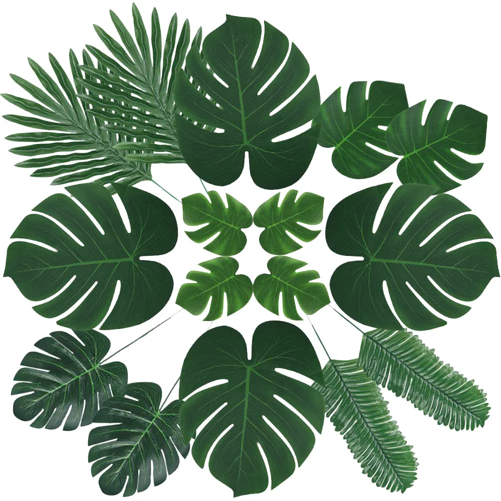 

60pcs Artificial Leaves Home Decor Supplies Simulation Monstera Plants Fake Tropical Decor Set Vase Filler Long Lasting Premium