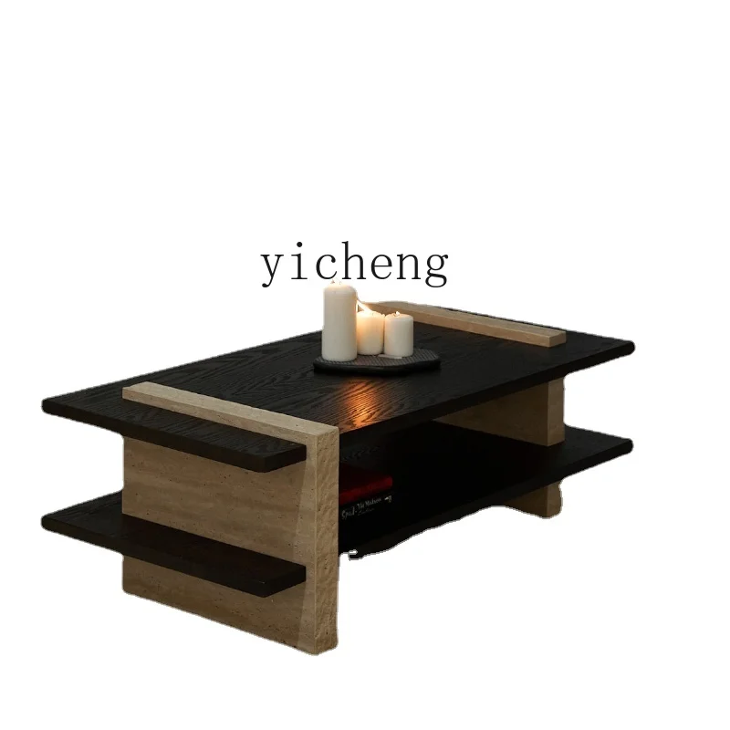 Zf Tea Table Silent Style Tea Table Natural Simple Stitching Cave Stone Square Small Tea Table