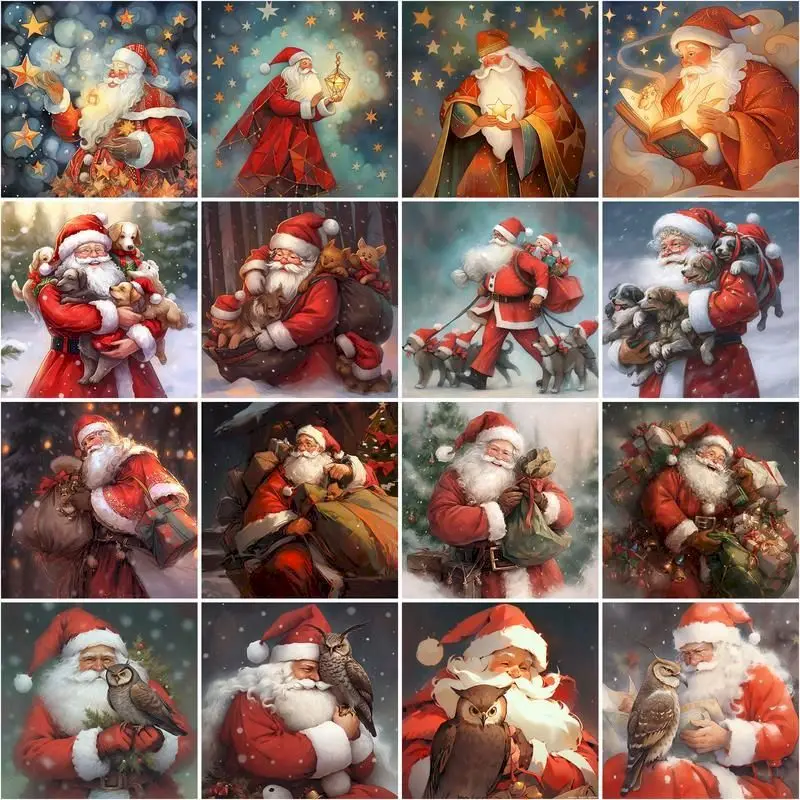 CHENISTORY 5D Full Diamond Painting  Santa Claus Diamond Mosaic  Cross Embroidery Kit Modular Pictures Paintings On The Wall