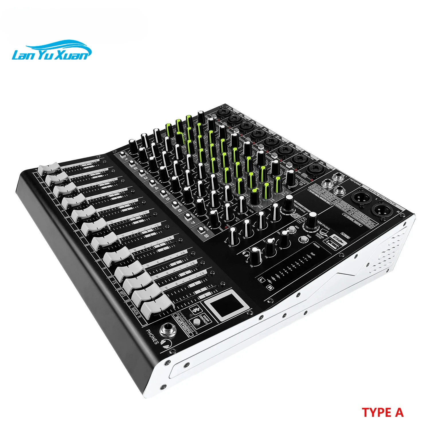 

GAX-M8 Pro 8 Channel DJ Audio Mixer With 256 DSP Reverb Effect BT 5.0 USB Mixer USB For Karaoke PC Recording Microphones