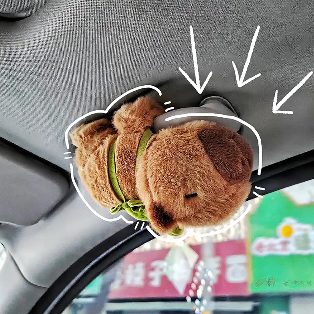 Plush Capybara Car Acessórios Interior, Center Console Displays, Handle Wiper Decoração, Passeio Em Acessórios para Bonecas Bonitos