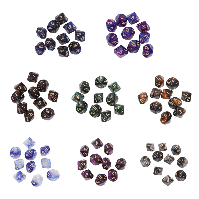 10pieces/set Acrylic Set Polyhedral D10 10 Sided 15mm for RPG