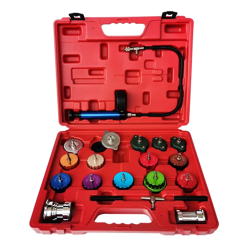 21 Pcs Car Radiator Leak Detector Radiator Pump Pressure Tester Kit Cooling System Coolant Vacuum Purge Set