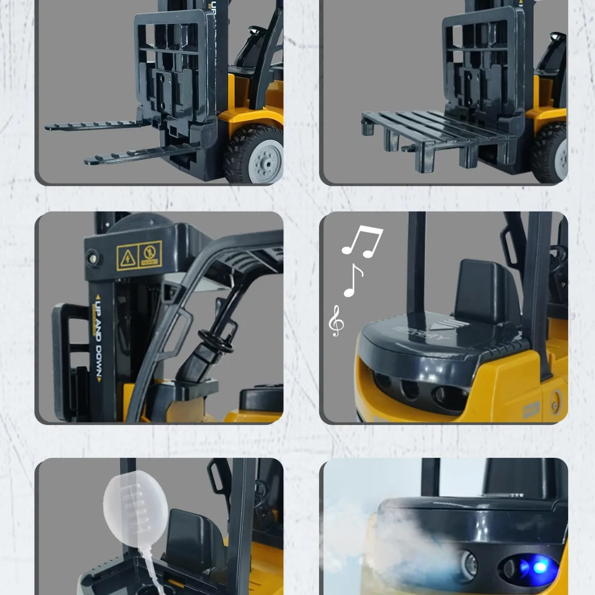 

2In1 Rc Forklift Truck with Trailer Remote Control Car Engineering Vehicles Cranes Liftable Spray Simulated Sound Toys Gifts