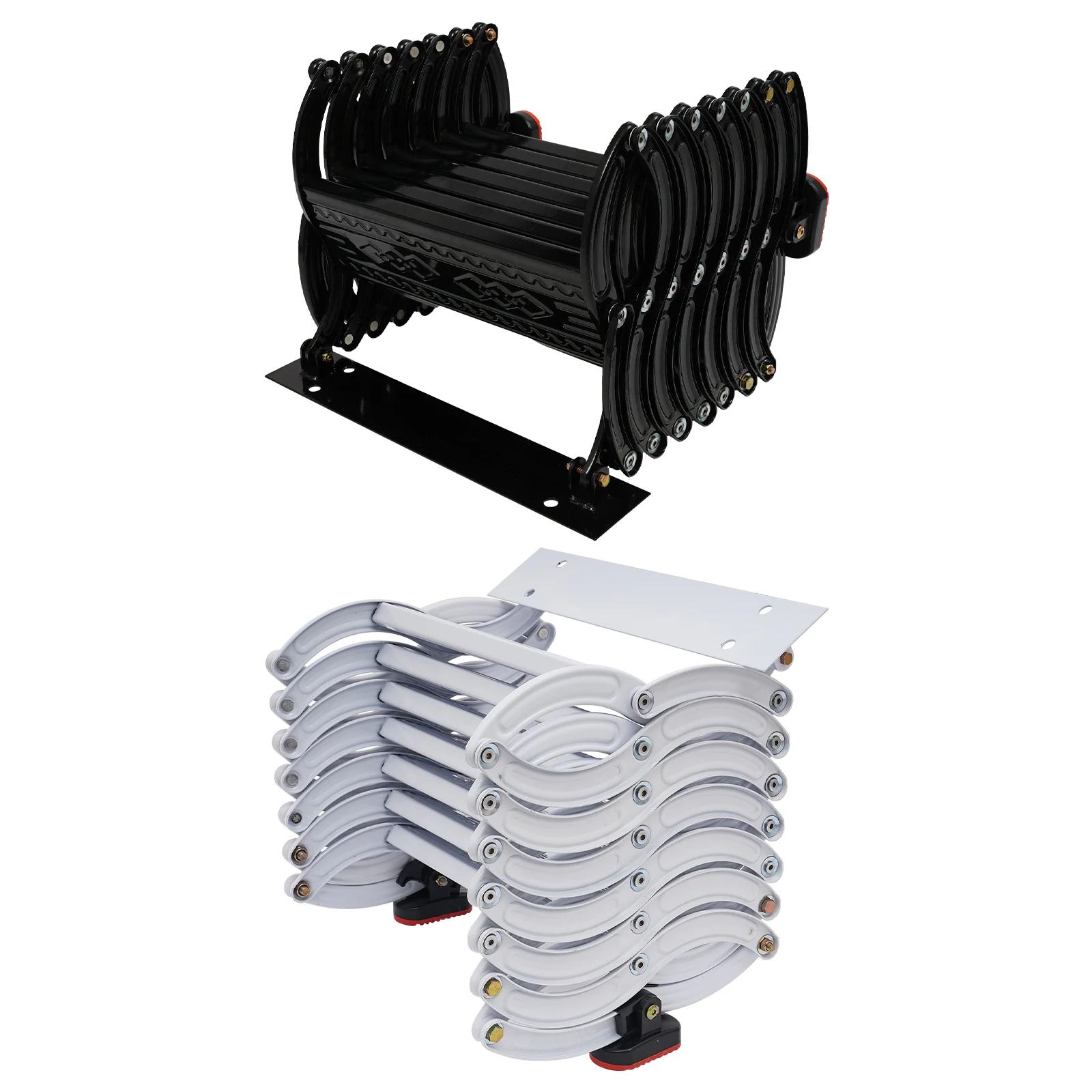 Wall Mounted Attic Ladder, Pull Down Telescoping Step Ladder, 7 Steps Wall Mounted Retractable Ladder Black/White 300kg