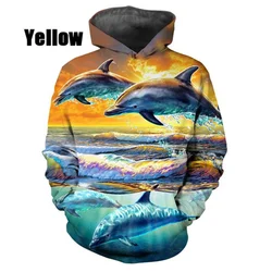 Fashion Hoodie Novelty 3D Dolphin Sweatshirts Men Women Casual Long Sleeve Pullover Harajuku Streetwear Hoodies