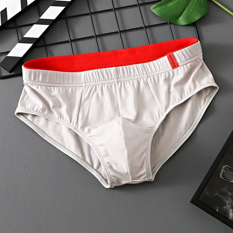 Lingerie Panties Men\'s Cotton Youth Convex Color Briefs Breathable Underwear Comfortable Solid Fasion Pouch Low Rise