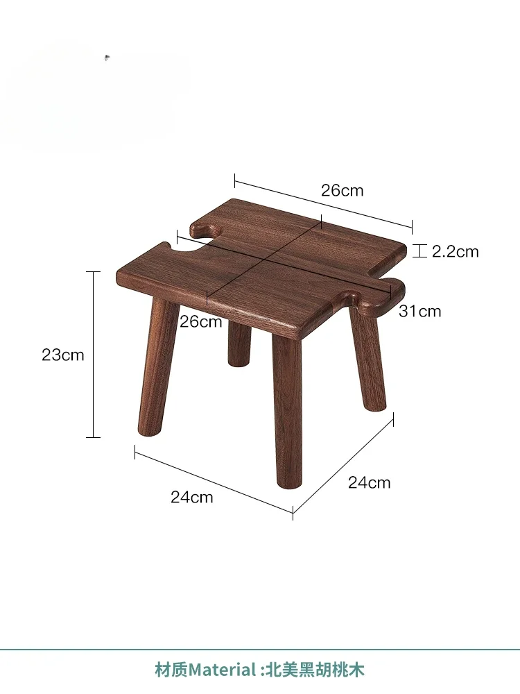 About white simple small-sized solid wood low stool Modern living room creative jigsaw bench Nordic retro children\'s stool