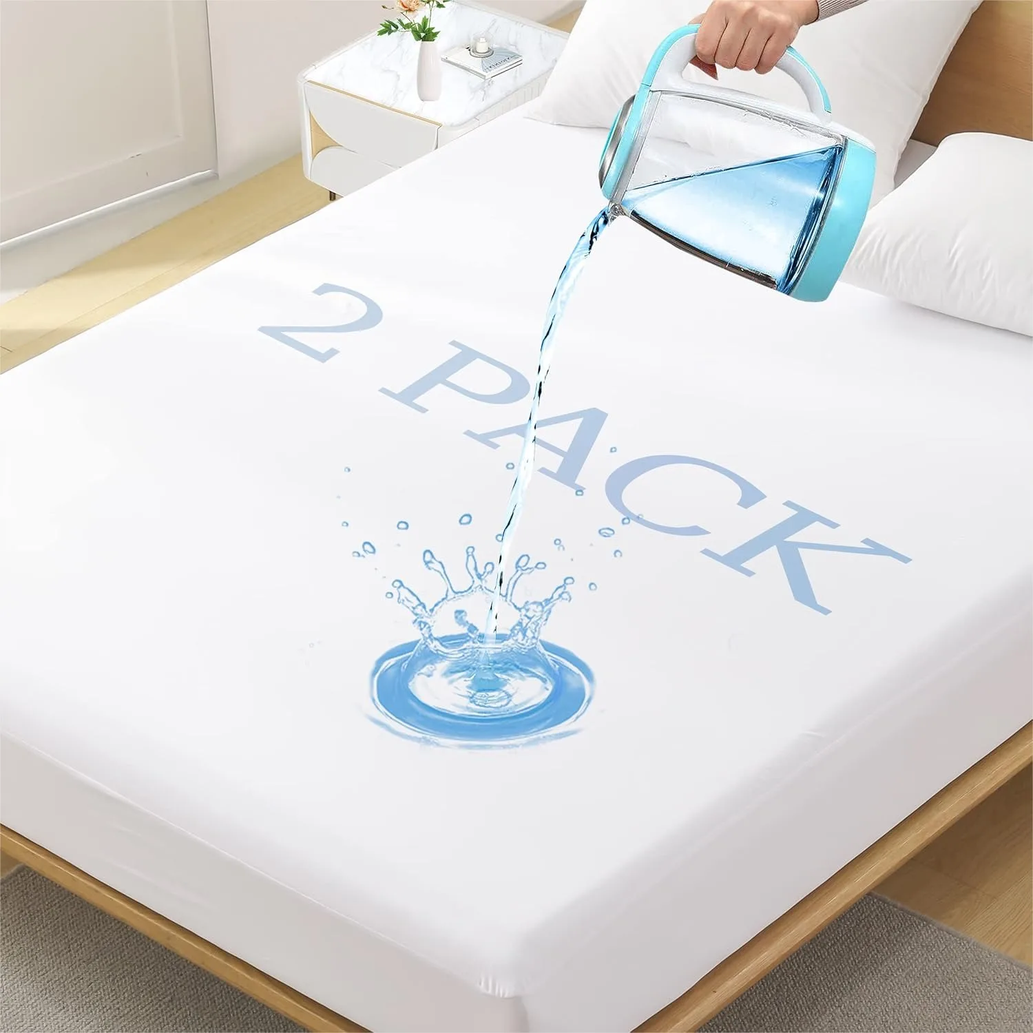 

Twin Mattress Protector 2 Pack, Soft Breathable Mattress Pad, Noiseless Waterproof Bed Cover with Deep Pocket up to 21"