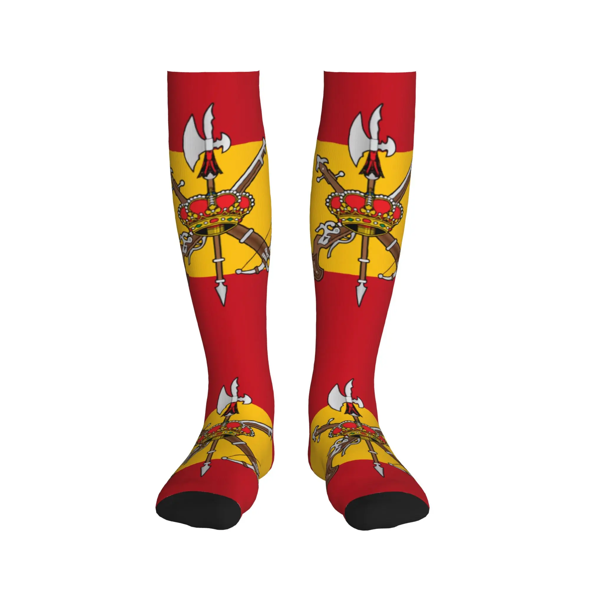 Cute Mens Spanish Legion Flag Dress Socks Unisex Breathbale Warm 3D Printed Spain Army Proud Sports Compression Socks view 2