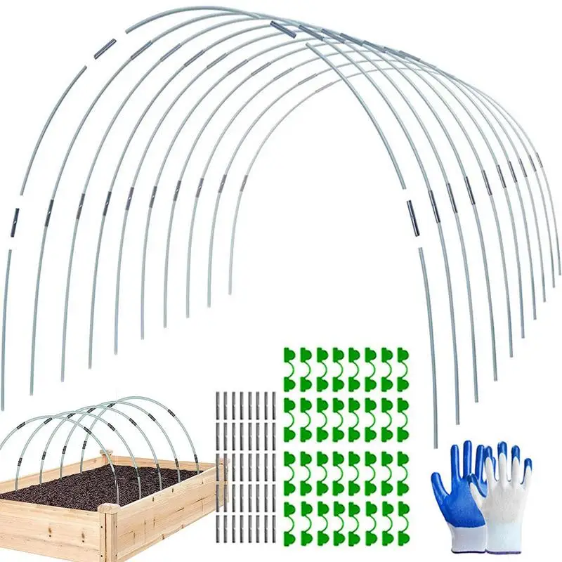 Greenhouse Plant Hoops Set Reusable Fibreglass Grow Set Seedling Arch Shed Bracket 15PCS Rod Grow Tunnel Support Frame Decor