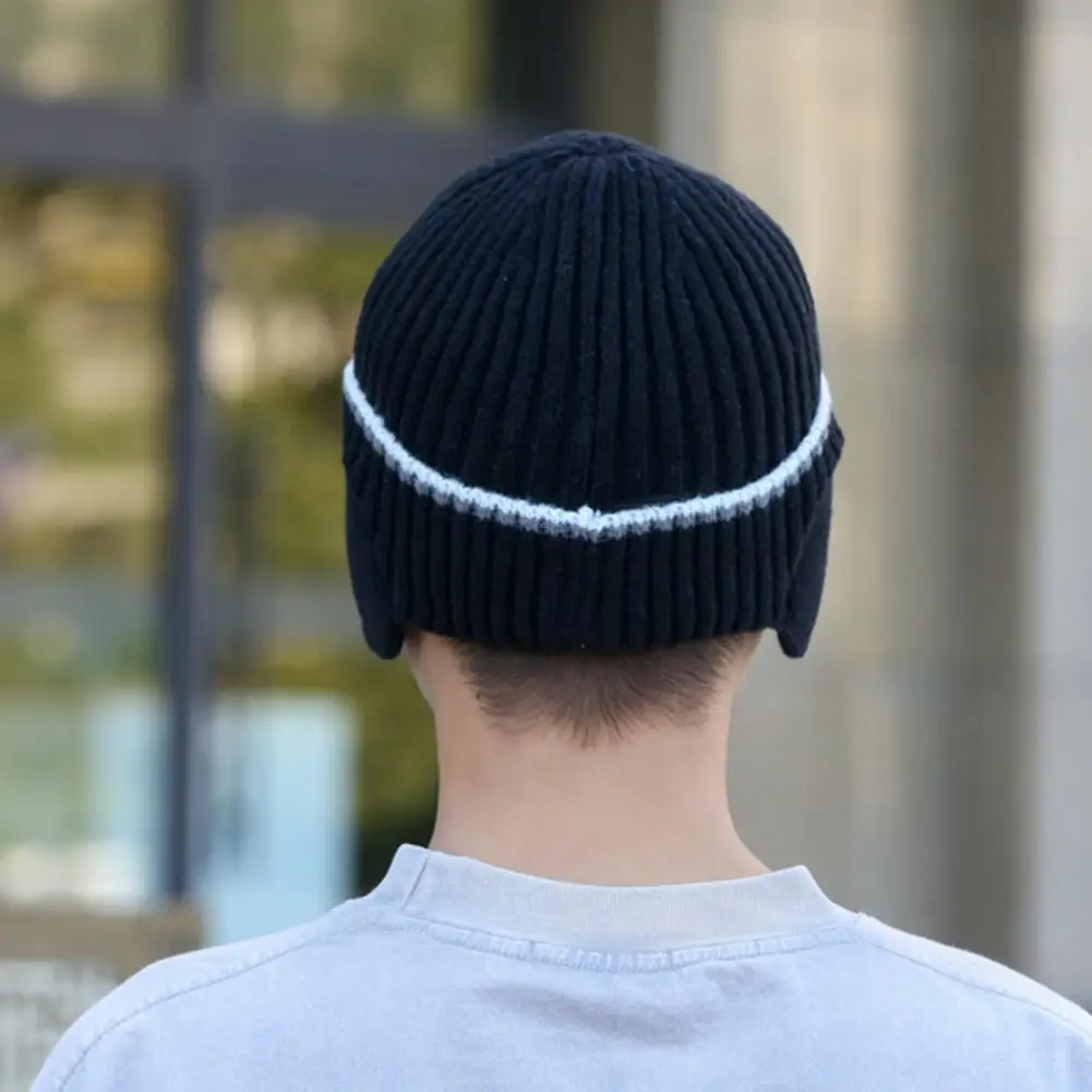 Cold Weather Beanie Thermal Knit Hat Men's Winter Knitted Hat with Ear Protection Thickened Beanie for Outdoor for Skiing