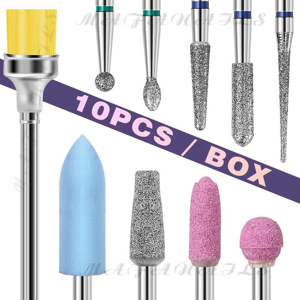 10 SZT./Pudełko Frezy do Paznokci Usuwające Lakier/Skórek Pilnik do Paznokci Profesjonalny Zestaw Frezów do Pedicure Manicure # #