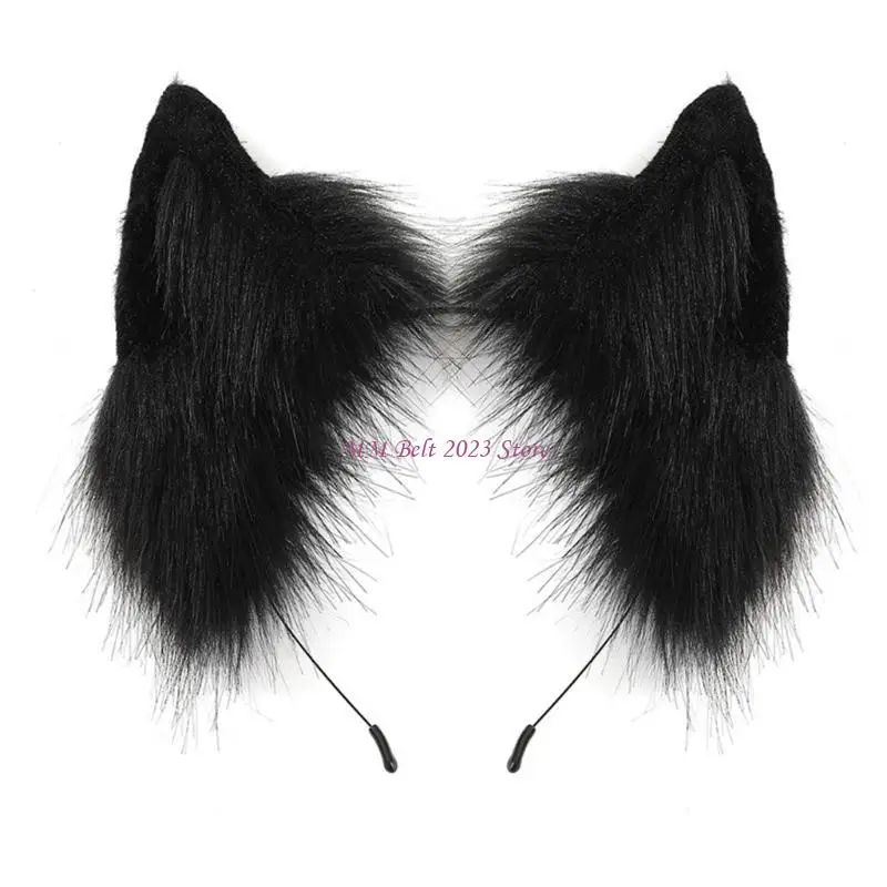 

49ME Unique Cosplay Hairpiece Handmade Ears Headband for Animes Faux Furs Headband Animal Hair Hoop Ears Headband