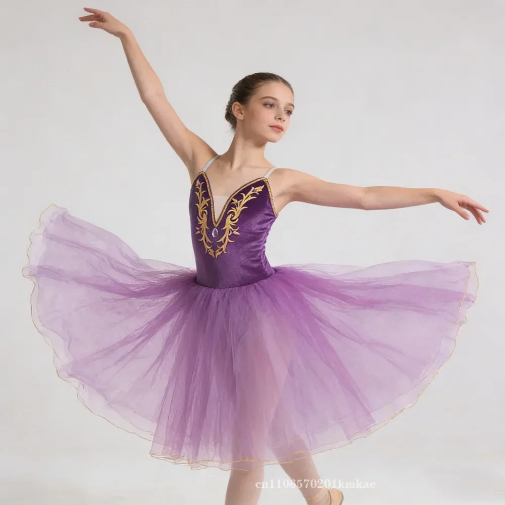 Romantic Ballet Dance Tutu Dress Child Women Sling Ballet Practice Performance Dress Ballet Dance Youth Tutu Ballerina Clothing