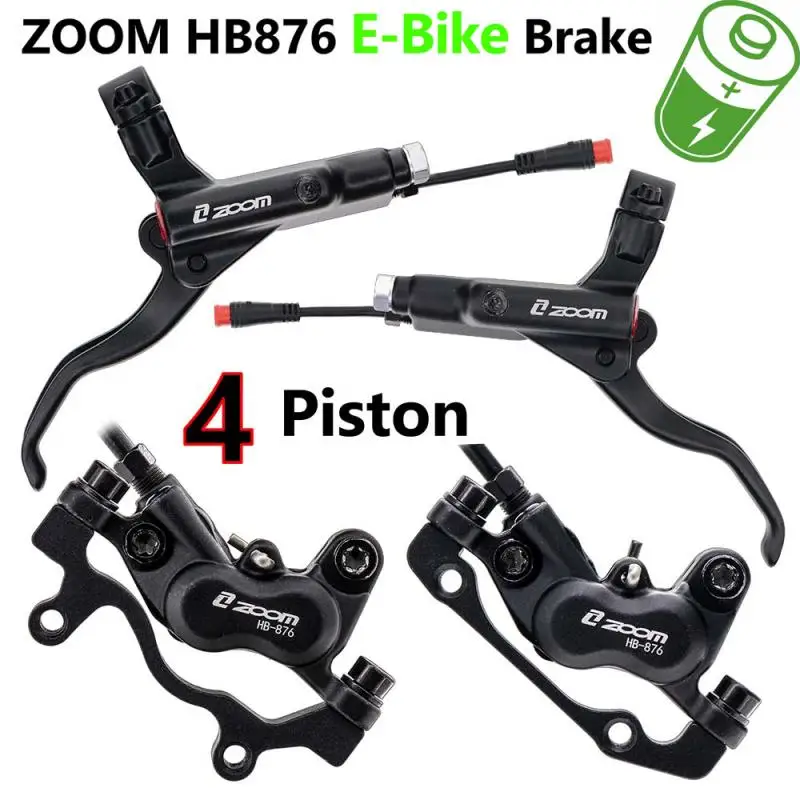 AliExpress Zoom ZOOM HB-876E E-Bike 4-Piston Hydraulic Disc Brake Set Electric Scooter Folding Mtb Bicycle Power Off Ebrake Ebike Accessories