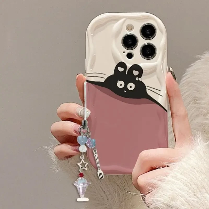 

Cute Bowknot Ice Cream Pendant Keychain Charm Beaded Keychain Phone Strap Lanyard Earphone Hanging Cosplay Accessories